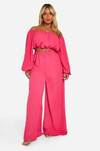 Womens Plus Textured Bardot Top And Relaxed Fit Trouser - - 20 - boohoo - Modalova