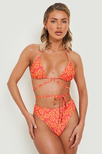 Womens Tropical Floral High Waisted Bikini Brief - - 8 - boohoo - Modalova