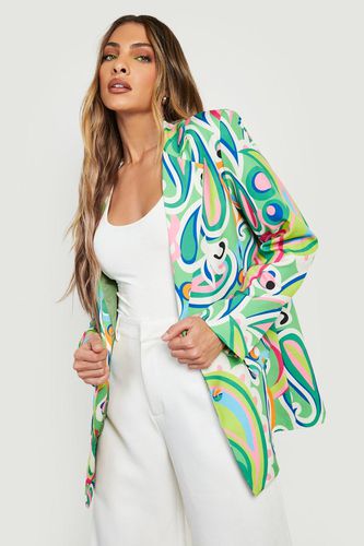 Womens Abstract Print Tailored Blazer - - 10 - boohoo - Modalova