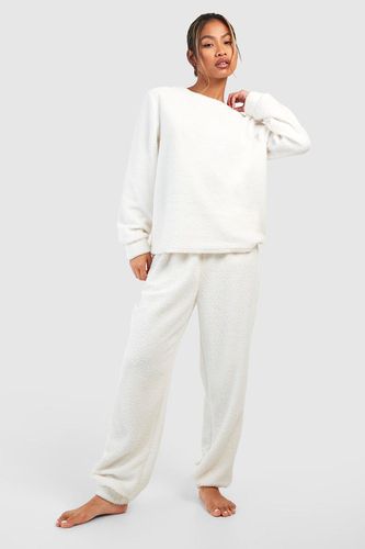 Womens Teddy Fleece Long Sleeve Loungewear Jogger Set - - XL - boohoo - Modalova