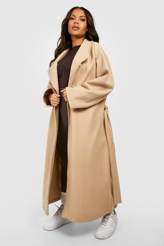 Womens Plus Wool Look Belted Trench Coat - - 20 - boohoo - Modalova