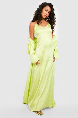 Womens Satin Maxi Dress - Green - 8 - boohoo - Modalova