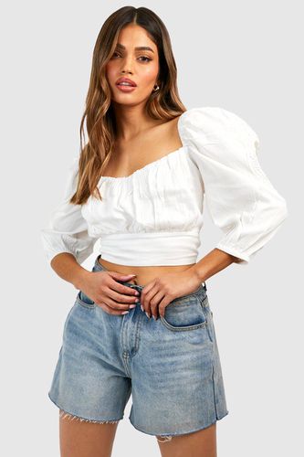 Womens Cut Out Embroidered Crop Top - - 14 - boohoo - Modalova