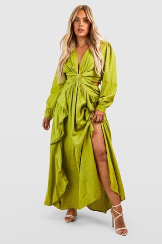 Womens Plus Linen Cut Out Ruffle Maxi Dress - - 18 - boohoo - Modalova