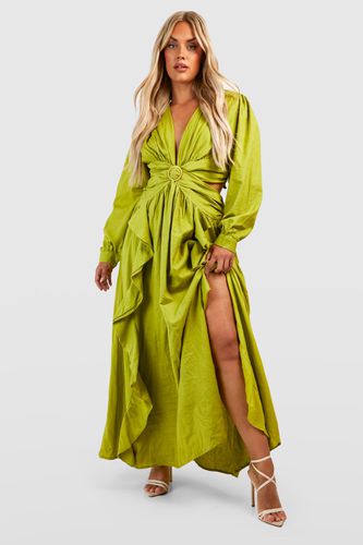 Womens Plus Linen Cut Out Ruffle Maxi Dress - - 20 - boohoo - Modalova