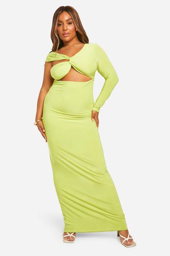 Womens Plus Double Slinky Cut Out Detail One Sleeve Maxi Dress - - 20 - boohoo - Modalova