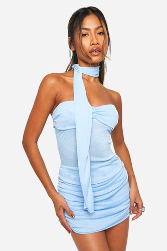 Womens Twist Sheer Mini Dress With Scarf - - 12 - boohoo - Modalova