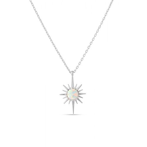 Womens White Opal Northernstar Sterling Silver Pendant Necklace - - One Size - NastyGal UK (+IE) - Modalova