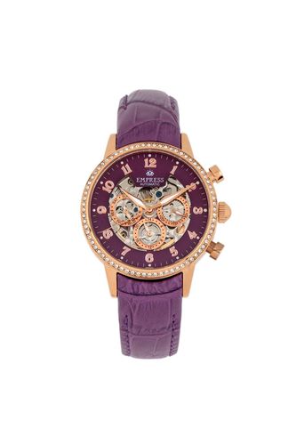 Womens Beatrice Automatic Skeleton Dial Leather-Band Watch with Day & Date - - One Size - Empress - Modalova