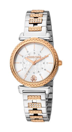 Analog Watch for Women with Stainless Steel Band, Water Resistant, RC5L022M0095, Silver/Gold-Blue - - One Size - Roberto Cavalli - Modalova
