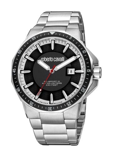 Black Dial Stainless Steel Watch - One Size - Roberto Cavalli - Modalova