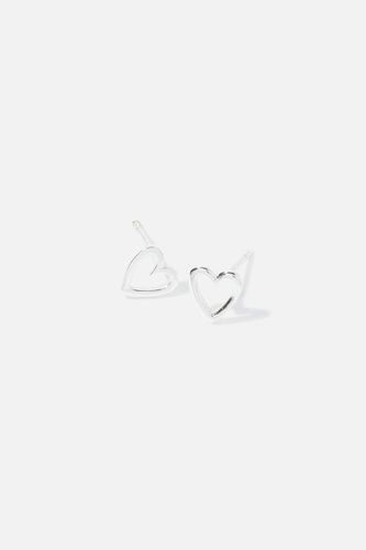 Womens Sterling Silver Cut-Out Heart Studs - - One Size - NastyGal UK (+IE) - Modalova
