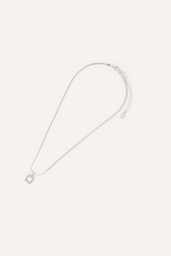 Womens Snake Chain Crystal Square Pendant Necklace - - One Size - Accessorize - Modalova