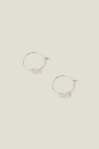 Womens Sterling Silver-Plated Threader Sparkle Hoops - - One Size - Accessorize - Modalova