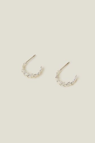 Womens Sterling Silver-Plated Sparkle Leaf Hoop Earrings - - One Size - Accessorize - Modalova