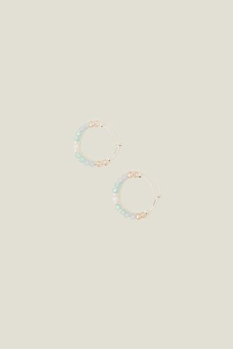 Womens Sterling Silver-Plated Beaded Hoops - - One Size - Accessorize - Modalova