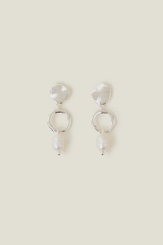 Womens Sterling Silver-Plated Molten Pearl Drop Earrings - - One Size - Accessorize - Modalova