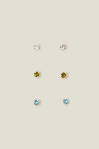 Womens 3-Pack Sterling Silver-Plated Sparkle Stud Earrings - - One Size - Accessorize - Modalova