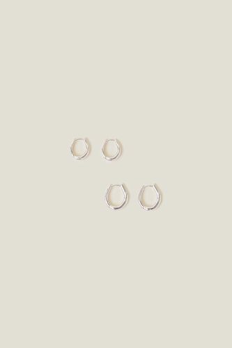 Womens 2-Pack Sterling Silver-Plated Hoops - - One Size - NastyGal UK (+IE) - Modalova