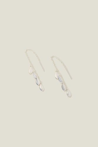 Womens Sterling Silver-Plated Leaf Drop Threader Earrings - - One Size - NastyGal UK (+IE) - Modalova