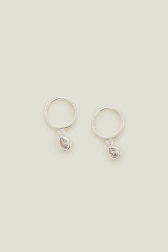 Womens Sterling Silver-Plated Sparkle Pear Drop Hoops - - One Size - Accessorize - Modalova