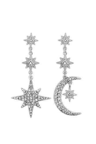 Womens Silver Celestial Drop Earrings - - One Size - Mood - Modalova