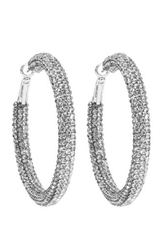 Womens Silver Diamante Hoop Earrings - - One Size - Mood - Modalova
