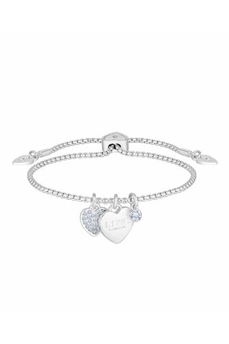 Womens Silver Plated Crystal Heart Charm Toggle Bracelet - - One Size - Lipsy - Modalova