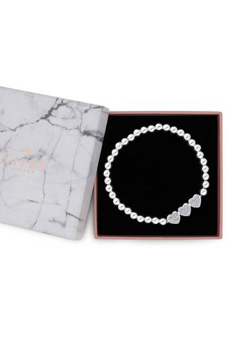 Womens Silver Plated Crystal Heart Charm Stretch Bracelet - Gift Boxed - - One Size - Lipsy - Modalova