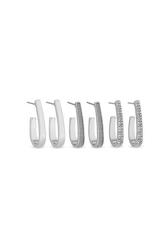 Womens Silver Crystal Three Pack Hoop Earrings - - One Size - NastyGal UK (+IE) - Modalova