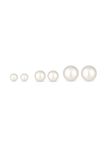 Womens Silver Cream Pearl Stud Earrings - Pack of 3 - - One Size - Mood - Modalova