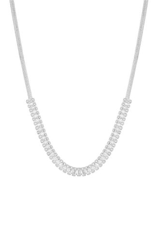 Womens Silver Crystal Baguette Choker Necklace - - One Size - Mood - Modalova