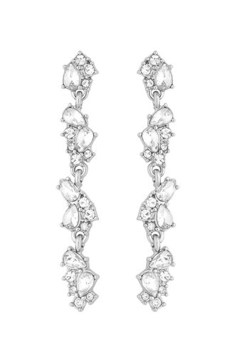 Womens Silver Crystal Mixed Stone Linear Drop Earrings - - One Size - Mood - Modalova