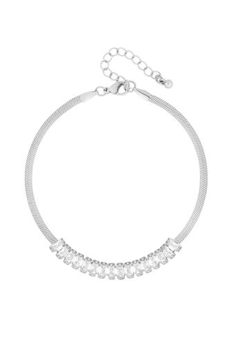 Womens Silver Crystal Baguette Chain Bracelet - - One Size - Mood - Modalova