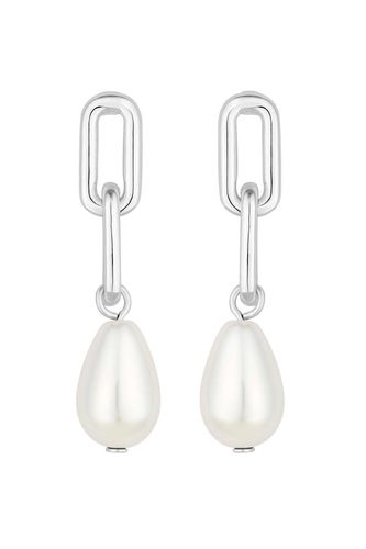 Womens Silver Chain Link Pearl Drop Earrings - - One Size - NastyGal UK (+IE) - Modalova