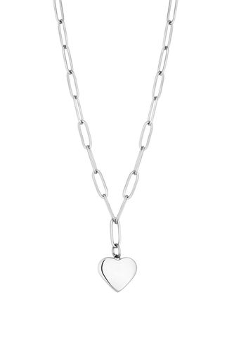 Womens Stainless Steel Polished Heart Chain Necklace - - One Size - Mood - Modalova