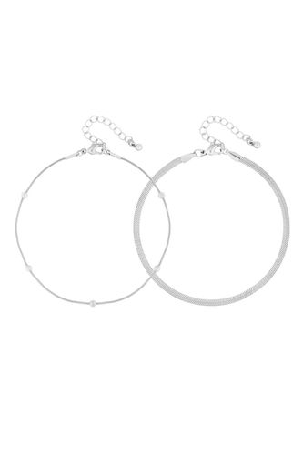 Womens Stainless Steel Polished Simple Layered Bracelets - Pack of 2 - - One Size - Mood - Modalova