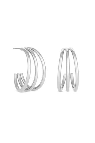 Womens Stainless Steel Polished Medium Hoop Earrings - - One Size - Mood - Modalova