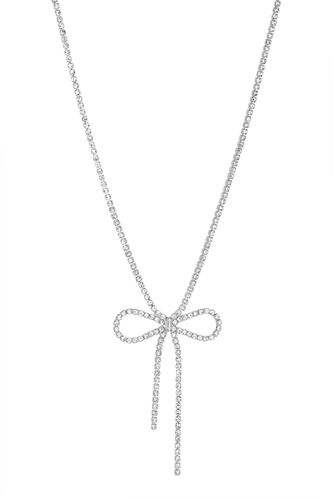 Womens Silver Crystal Bow Short Necklace - - One Size - NastyGal UK (+IE) - Modalova