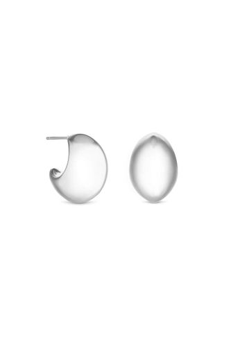 Womens Silver Polished Dome Hoop Earrings - - One Size - NastyGal UK (+IE) - Modalova