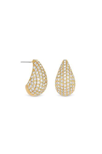 Womens Gold Crystal Dome Hoop Earrings - - One Size - NastyGal UK (+IE) - Modalova