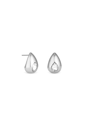 Womens Mood Silver Crystal Pear Dome Hoop Earrings - - One Size - NastyGal UK (+IE) - Modalova