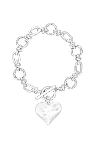 Womens Silver Molten Heart Ball Chain Bracelet - - One Size - NastyGal UK (+IE) - Modalova
