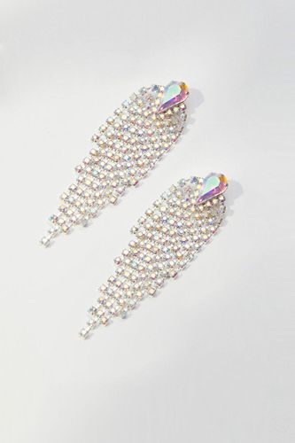 Womens Silver Aurora Borealis Crystal Shower Drop Earrings - - One Size - Mood - Modalova