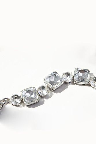 Womens Silver Crystal Stone Set Stretch Bracelet - - One Size - Mood - Modalova