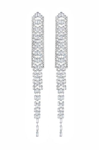 Womens Silver Crystal Baguette Statement Shower Drop Earrings - - One Size - NastyGal UK (+IE) - Modalova