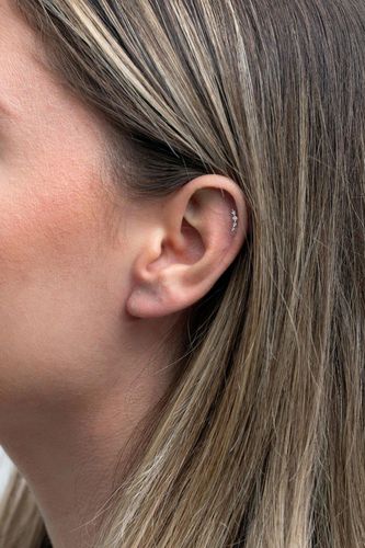 Womens Silver Plated Recycled Cubic Zirconia Mini Ear Climber - Gift Pouch - - One Size - NastyGal UK (+IE) - Modalova