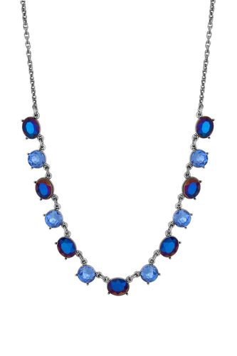 Womens Silver Metallic Blue Effect Stone Set Necklace - - One Size - Mood - Modalova