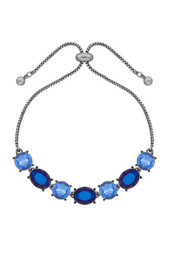 Womens Hematite Metallic Blue Effect Stone Set Toggle Bracelet - - One Size - Mood - Modalova
