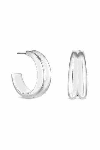 Womens Recycled Sterling Silver Plated Curved Hoop Earrings - Gift Pouch - - One Size - Inicio - Modalova